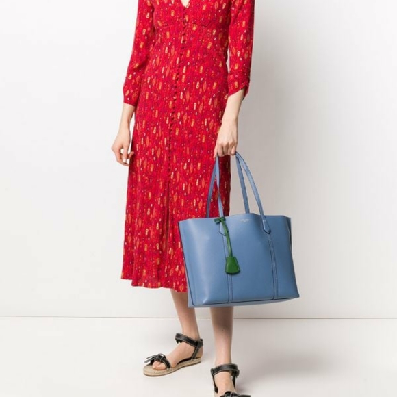 Tory Burch Handbags - Tory Burch Blue Perry Triple Compartment Tote Bag